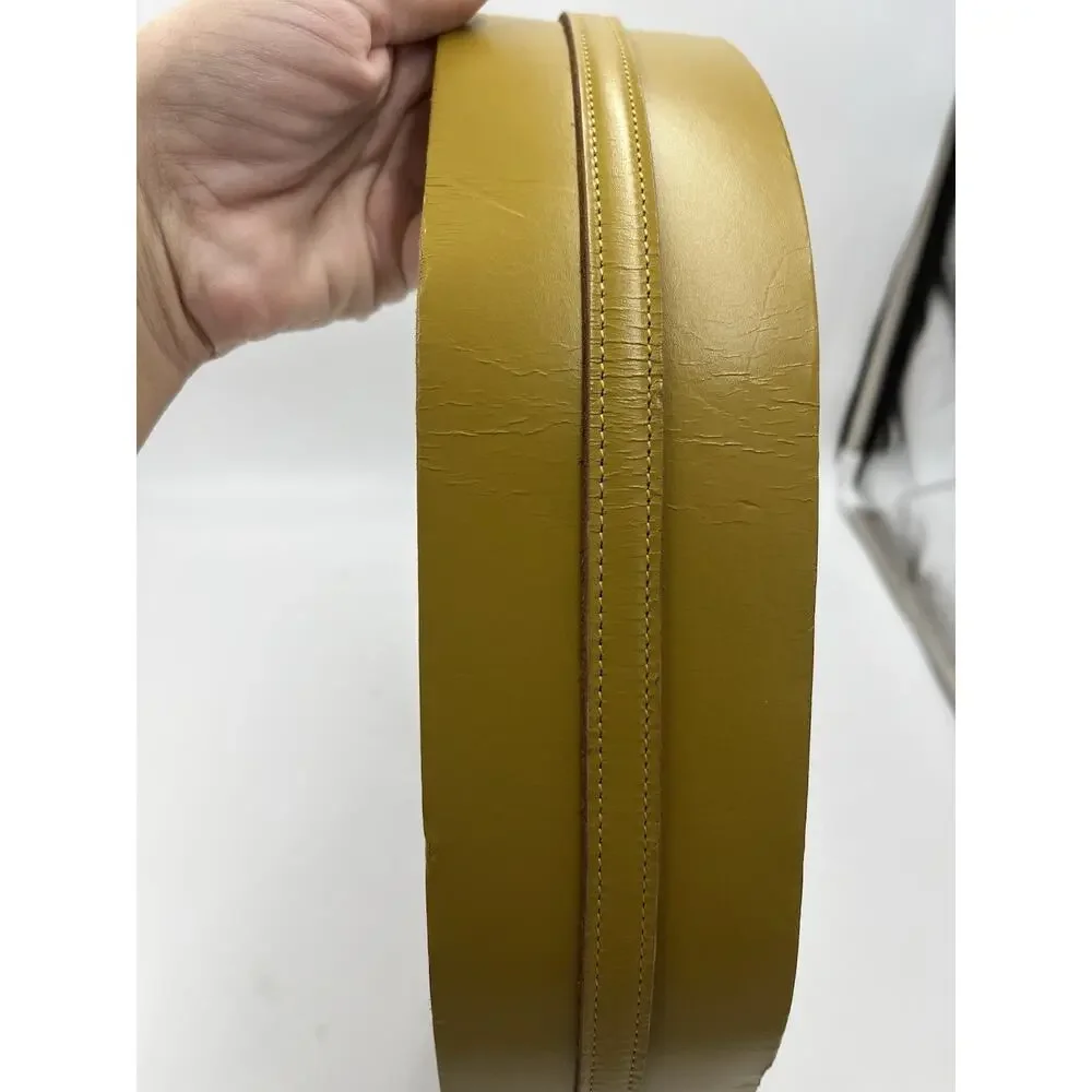 By Anthropologie wide leather corset cinch belt Plus size 1X Gold Yellow Boho